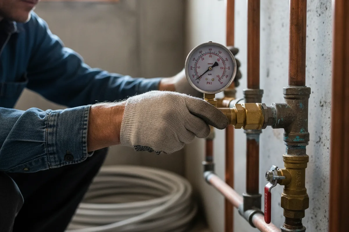 Pressure testing a repaired line during Water Line Repair in La Rue